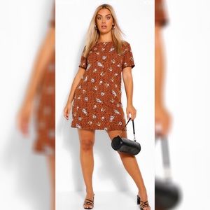 Plus size floral and leopard print shift dress